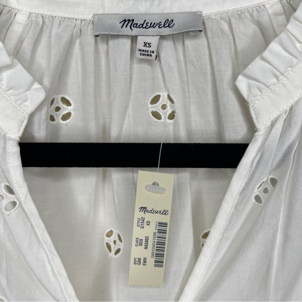 MADEWELL White Eyelet Popover Top - G1542 - Sz XS - Picture 7 of 13